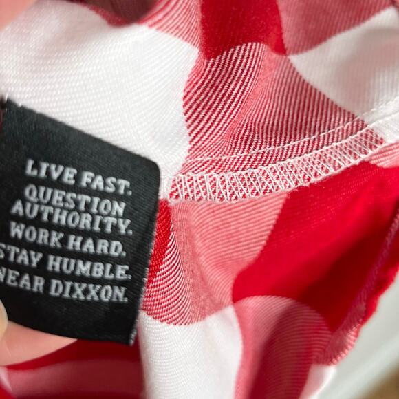 Dixxon Long Sleeve Flannel The Otto Button Up Womens Large Red White Check - Picture 8 of 10